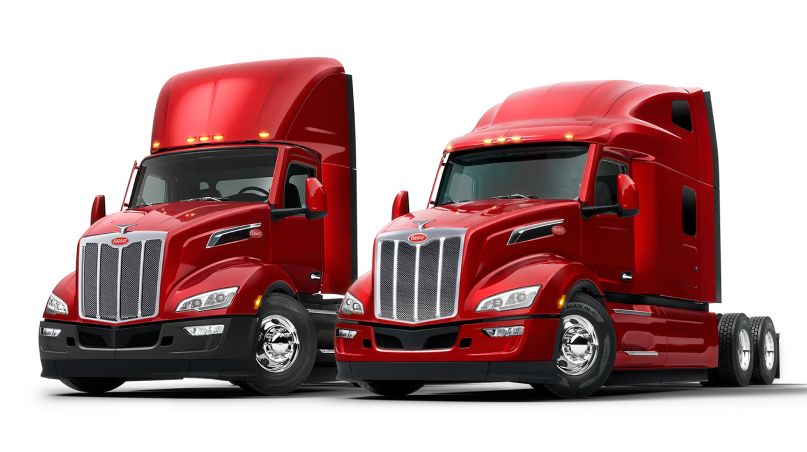 Peterbilt Model 579 Diesel On-Highway Red Daycab and Sleeper Cab Truck Isolated - Feature Image